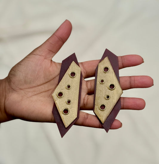 Geo Stud Deep Wine and Gold