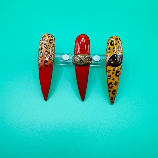 STUNNERS ( Red, Light Brown cheetah print, with Gold)