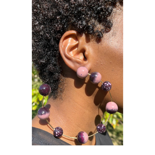 Beaded Hoops (Purple)